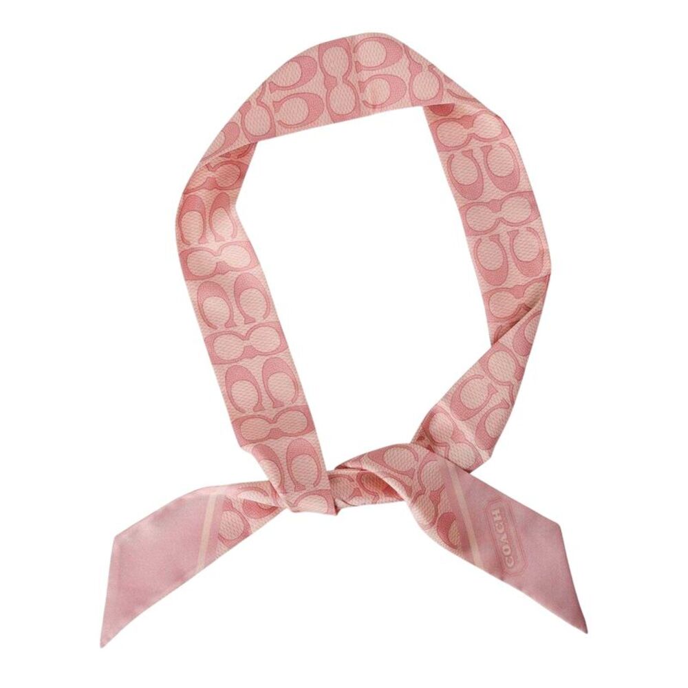 Coach Womens/Ladies Signature Textured Silk Scarf / Soft Pink